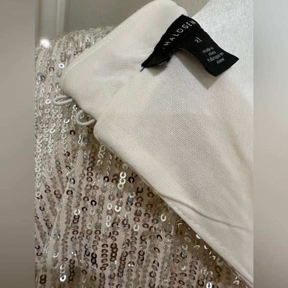 Halogen Sequins Silver Dress with Cream Lining, XL - Picture 11 of 11